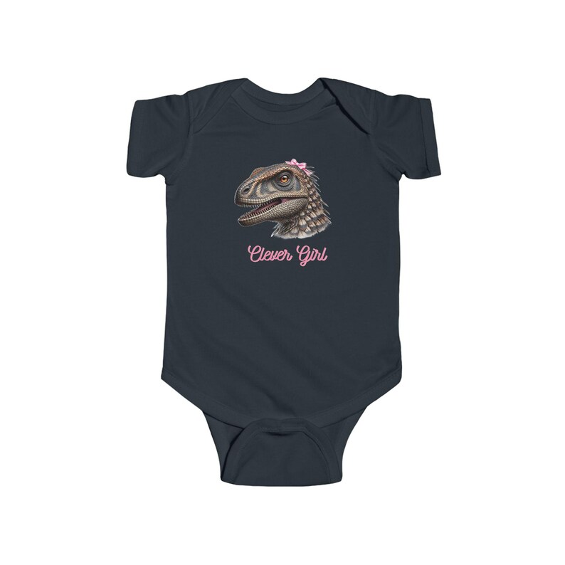 Clever Girl Dinosaur Bodysuit, Cute Baby Outfit, Newborn Gift, Infant Romper, Baby Shower Present, Funny Baby Clothes image 6