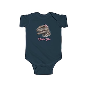 Clever Girl Dinosaur Bodysuit, Cute Baby Outfit, Newborn Gift, Infant Romper, Baby Shower Present, Funny Baby Clothes image 7