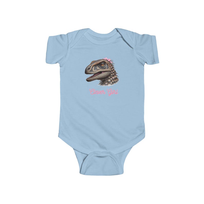 Clever Girl Dinosaur Bodysuit, Cute Baby Outfit, Newborn Gift, Infant Romper, Baby Shower Present, Funny Baby Clothes image 5