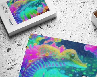Kid's Sea Dragon Puzzle, Pastel,colorful, Fantasy Creaturee, 30 pieces, children's fun gift, pastel animal jigsaw