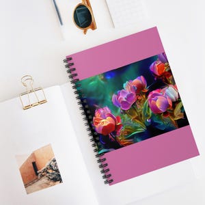 Pink Blossom Notebook - Ruled Line, Personalized Journal, Pink Poppies, Dark Poppies, Gift for Her, Floral Stationery, Writing Journal,