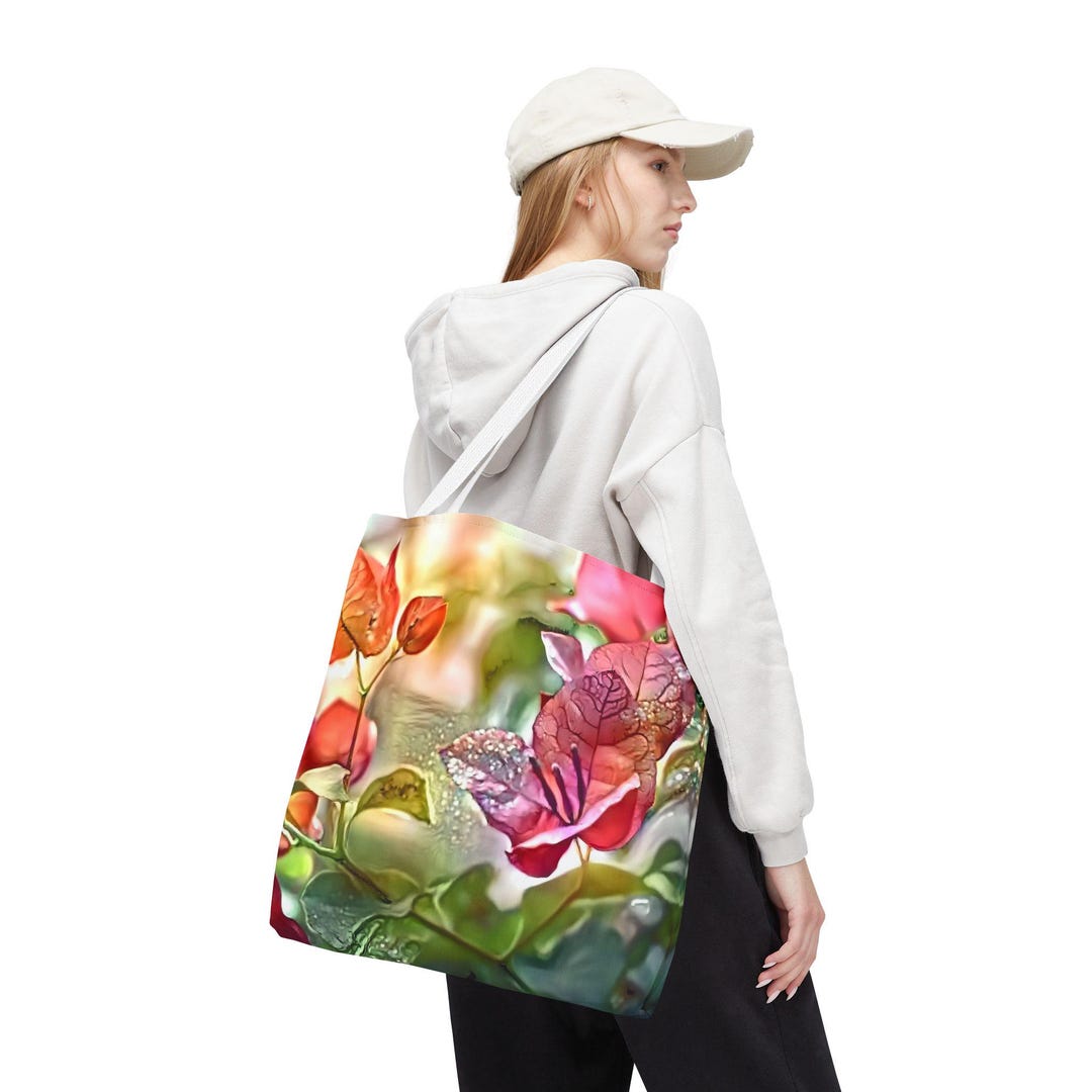 Pink - Floral Hand Block Print Tote Bag 04