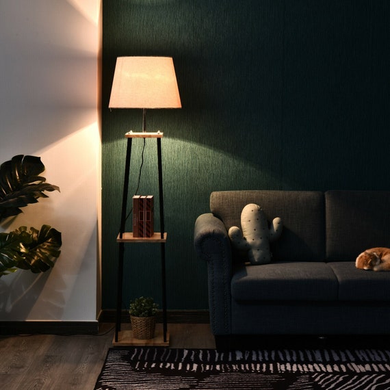 Lampshade Tripod Floor Lamp With 3 Tier Shelves Foot Switch Uk Lampshade Tripod Floor Lamp With 3 Tier, Lamp Shade Size For Flooring