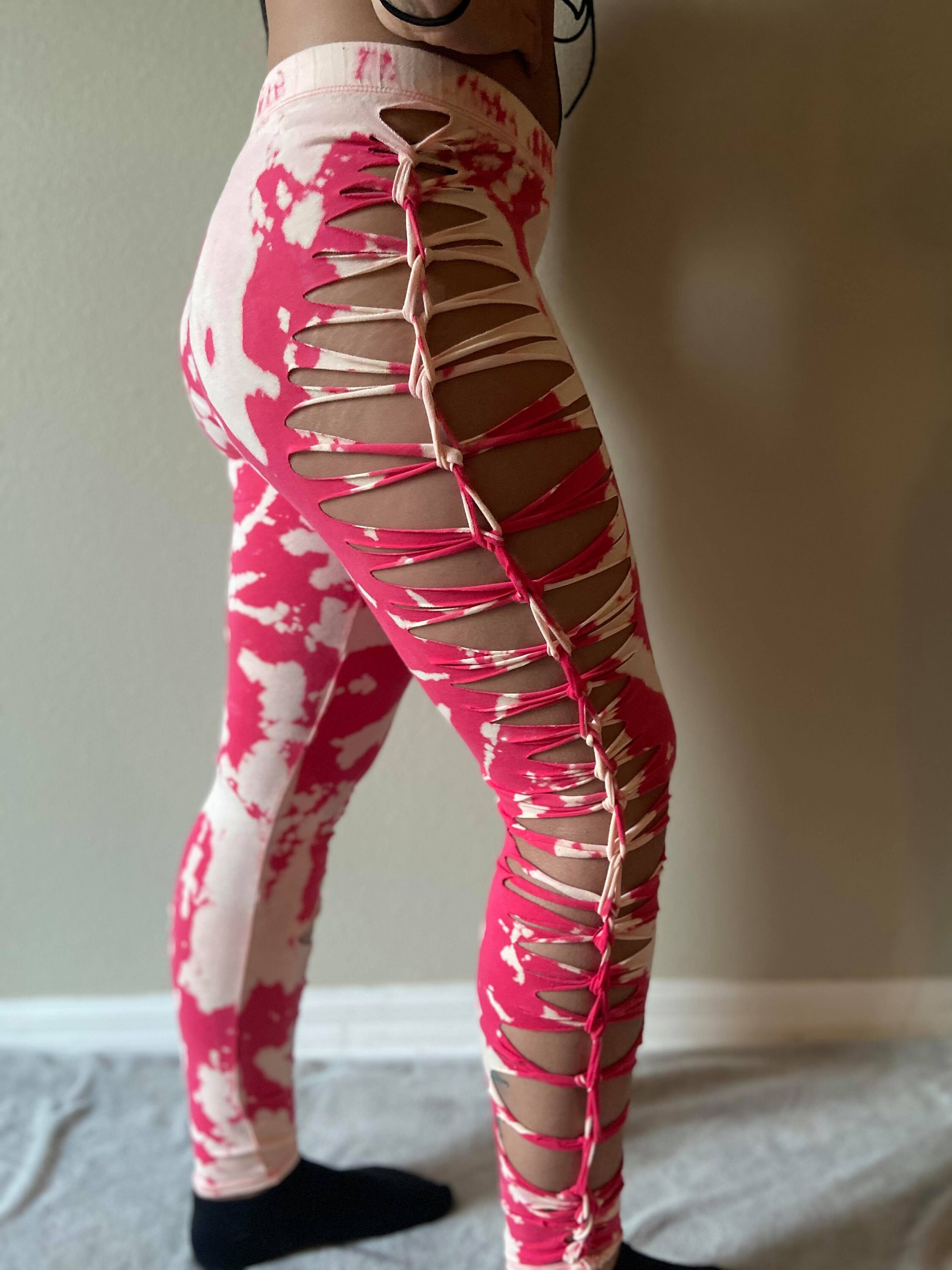 Princess Peach leggings Slit weave bleach dye festival Etsy