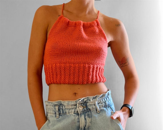 Knitted Summer Top, Organic Knitted Wool Top, Crop Top Bralette, Soft and  Stylish Crop Top, Hand-knitted Bralette, Comfortable Summer Top 