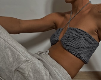 Summer knit, Sexy Knitwear, Wool Bikini, Knitted Bralette,Chunky Knitted Bralette, Bralette Festival Top, Festival Crop Top, Custom Made Top