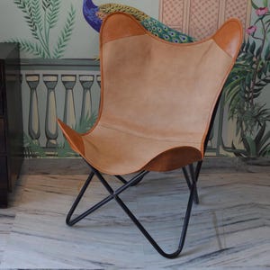 Corner Leather Canvas Butterfly Chair, Living Room Relaxing Chair, Perfect For Camping Chair Easy To Assemble Easy To Carry Chair