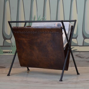 Folding Leather Magazine Rack, Newspaper Holder, Sofa Side Organizer, Living Room furniture Storage & Organisation