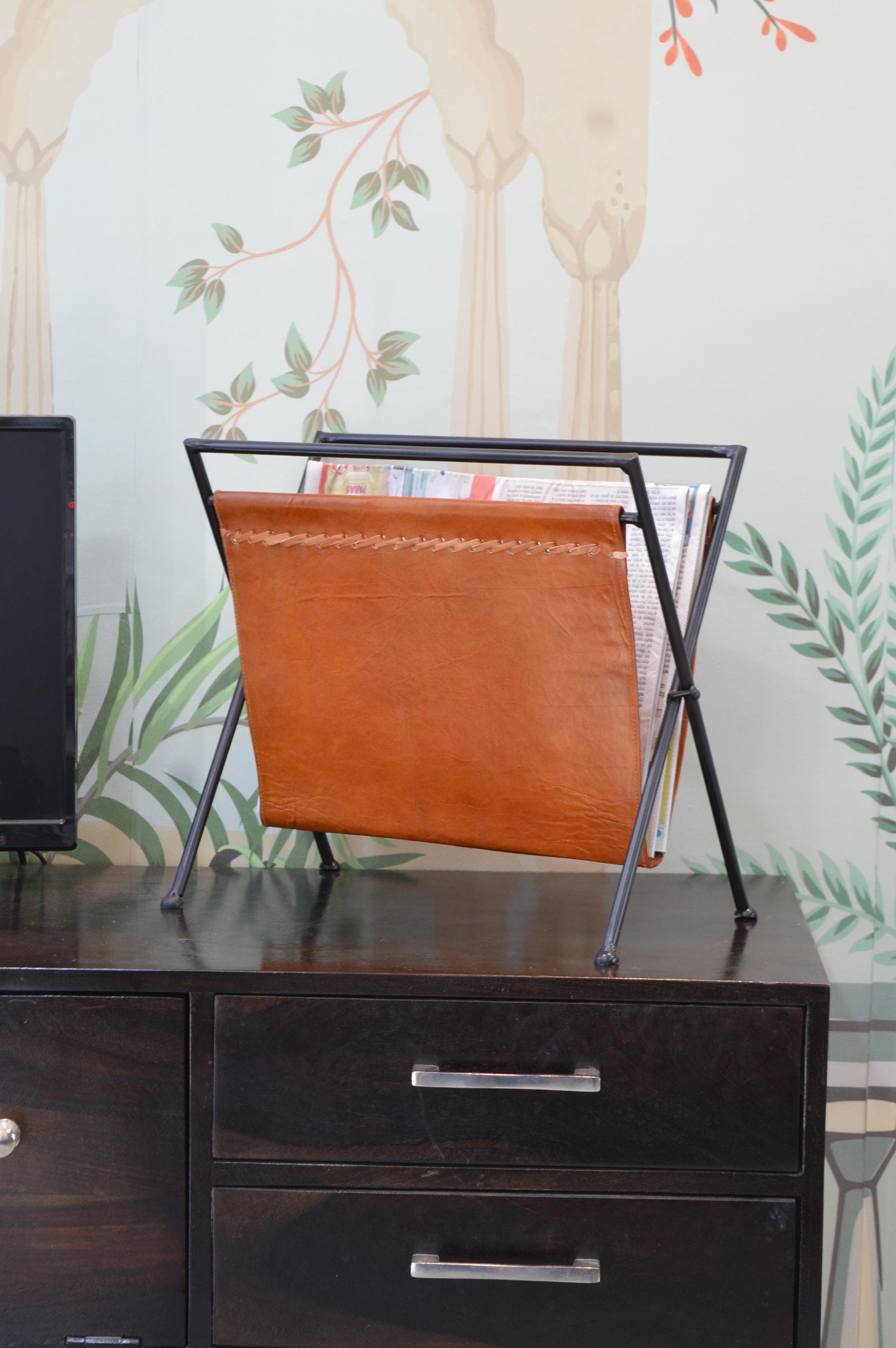 Folding Leather Magazine Rack, Perfact Book & Newspaper Organiser ...