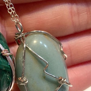 Hand Wrapped Tumbled Aventurine Gemstone Necklace