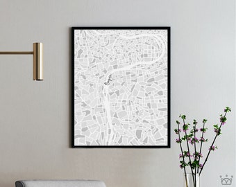 Prague Hand Drawn Map Print | Map of Europe, Gift, Custom Map Gift, Just Engaged, Hand Drawn, Map Wall Art, Framed Artwork, Our Anniversary