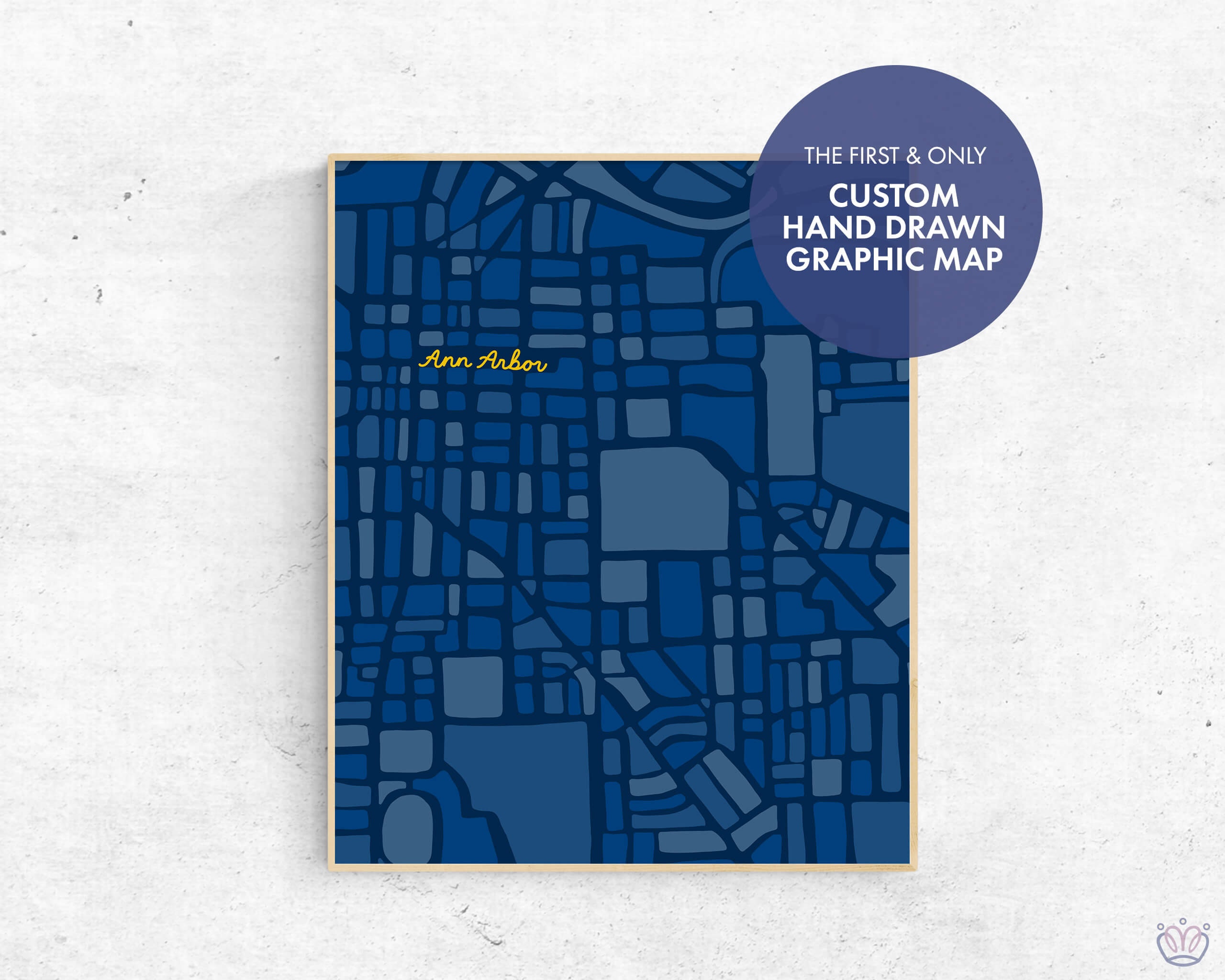 University of Michigan Hand Drawn Map Print Graphic Map | Etsy