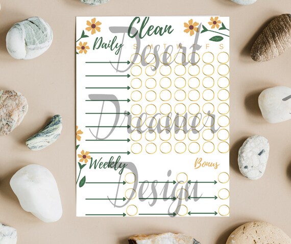 Printable Daily / Weekly Cleaning Checklist With Meal Planner | Etsy