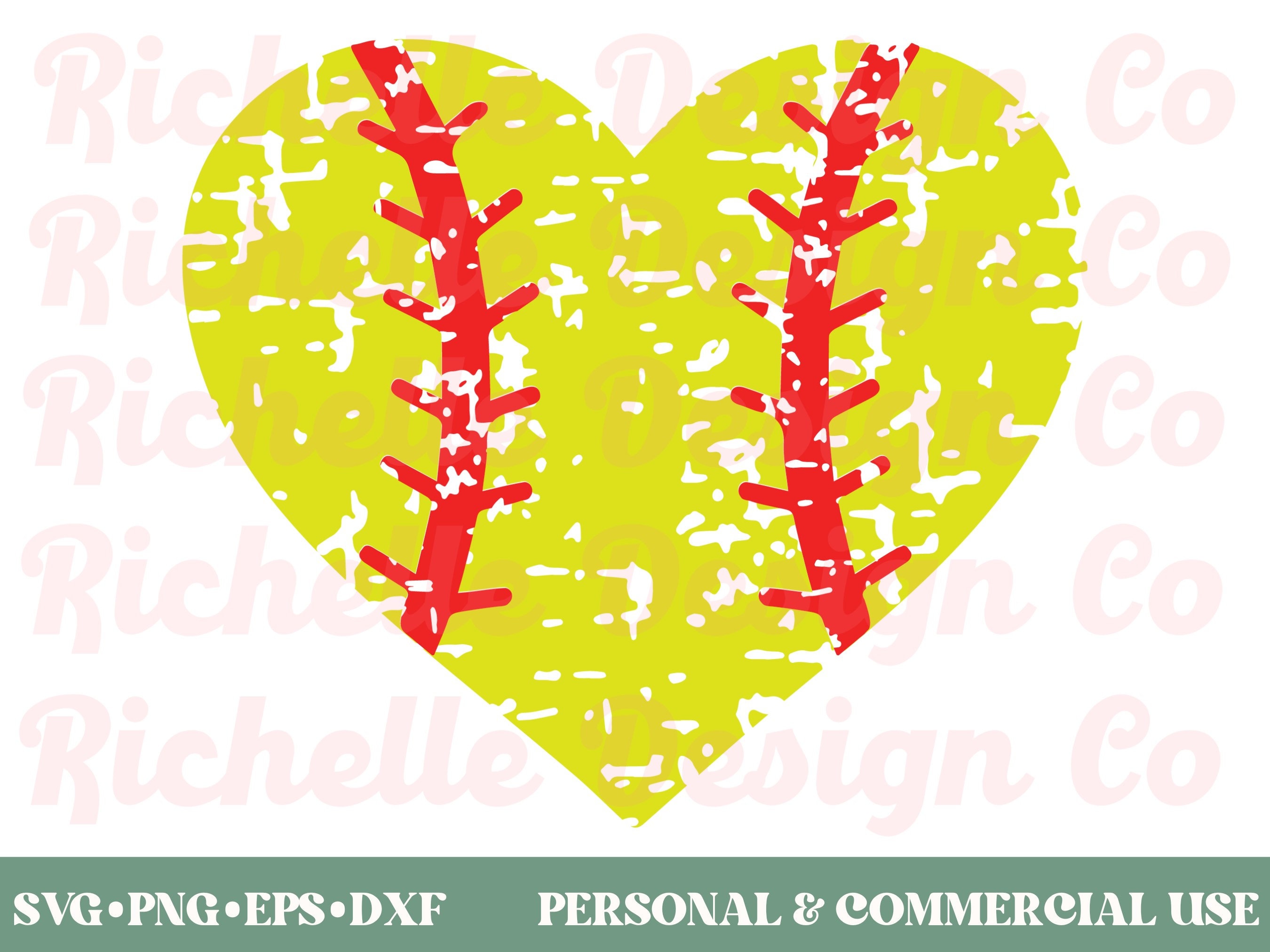 Distressed Softball Heart Svg Grunge Softball Svg Grunge Etsy