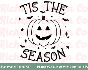 tis the season halloween png, retro Halloween svg, jack o lantern svg, spooky season pumpkin png, halloween sign svg, retro pumpkin svg