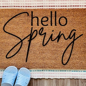 Hello Spring Doormat, Spring Welcome Mat, Spring Doormat,Easter Mat