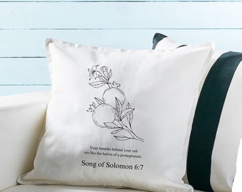 Flowers of the Bible,Pomegranate,Christian  Pillow,Throw Pillow Cover,20 x 20 Pillow Cover, Scripture Pillow, Bible Pillow, Mothers Day gift