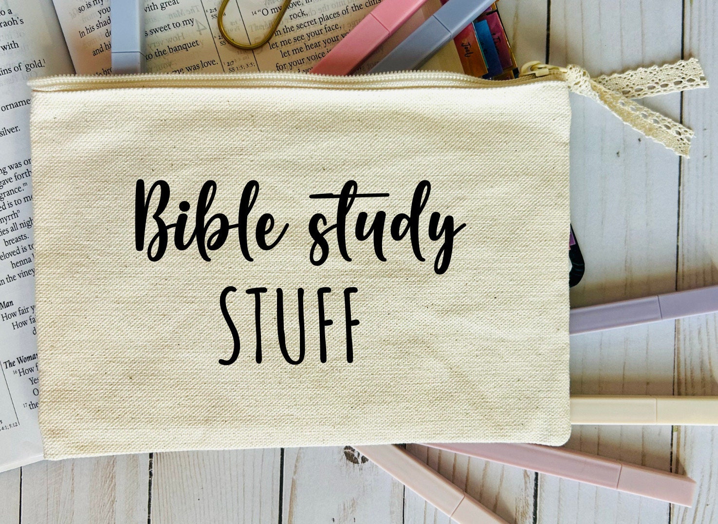 Bible Study Stuff Pen Pouch // Bible Journaling Pencil Pouch // Pencil Pouch  // Pen Holder // Pencil Case // Washi Tape Pouch 