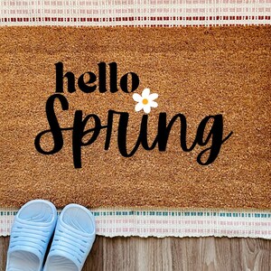 Hello Spring Doormat, Spring Welcome Mat, Spring Doormat,Easter Mat