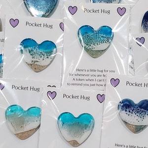 One Ocean Inspired Resin Pocket Hug / Hand Crafted / Waves / Heart / Ocean Gift / Ocean Token / Handmade / Beach Pocket Hug