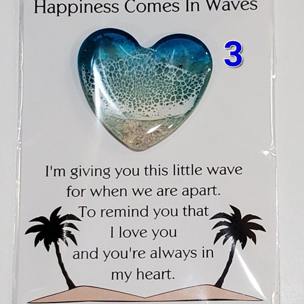 One Ocean Inspired Resin Pocket Hug / Happiness Comes In Waves / Ocean Gift - Token / Handmade / Beach Pocket Hug / Multiple Shapes