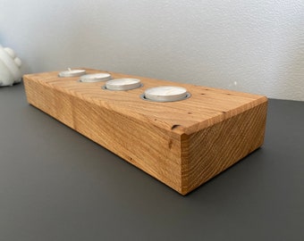 Tea light holder/candle holder made of oak/space for 4 tea lights/wood/oak/tea light set/candlestick/decoration/decoration/solid wood