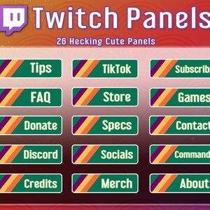 Retro Twitch Panels (26 Panels) | Green Streamer Panels