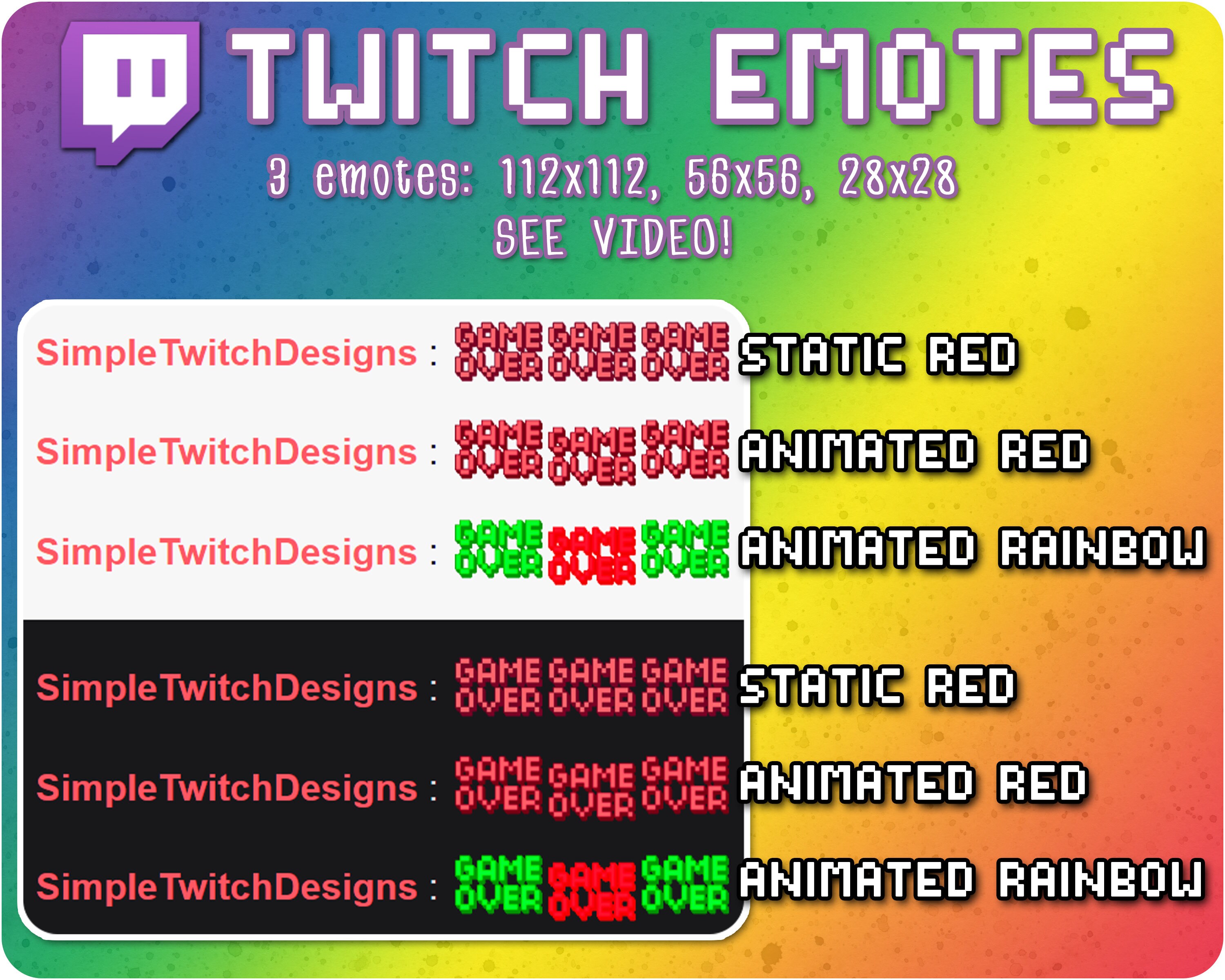 Red Game Over Animated Twitch Emotes | Fail Channel Points | Ded Twitch ...