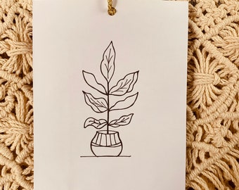 5 Small White Paper Gift Bag (with handle) - assorted designs (hanging and potted plant collection)