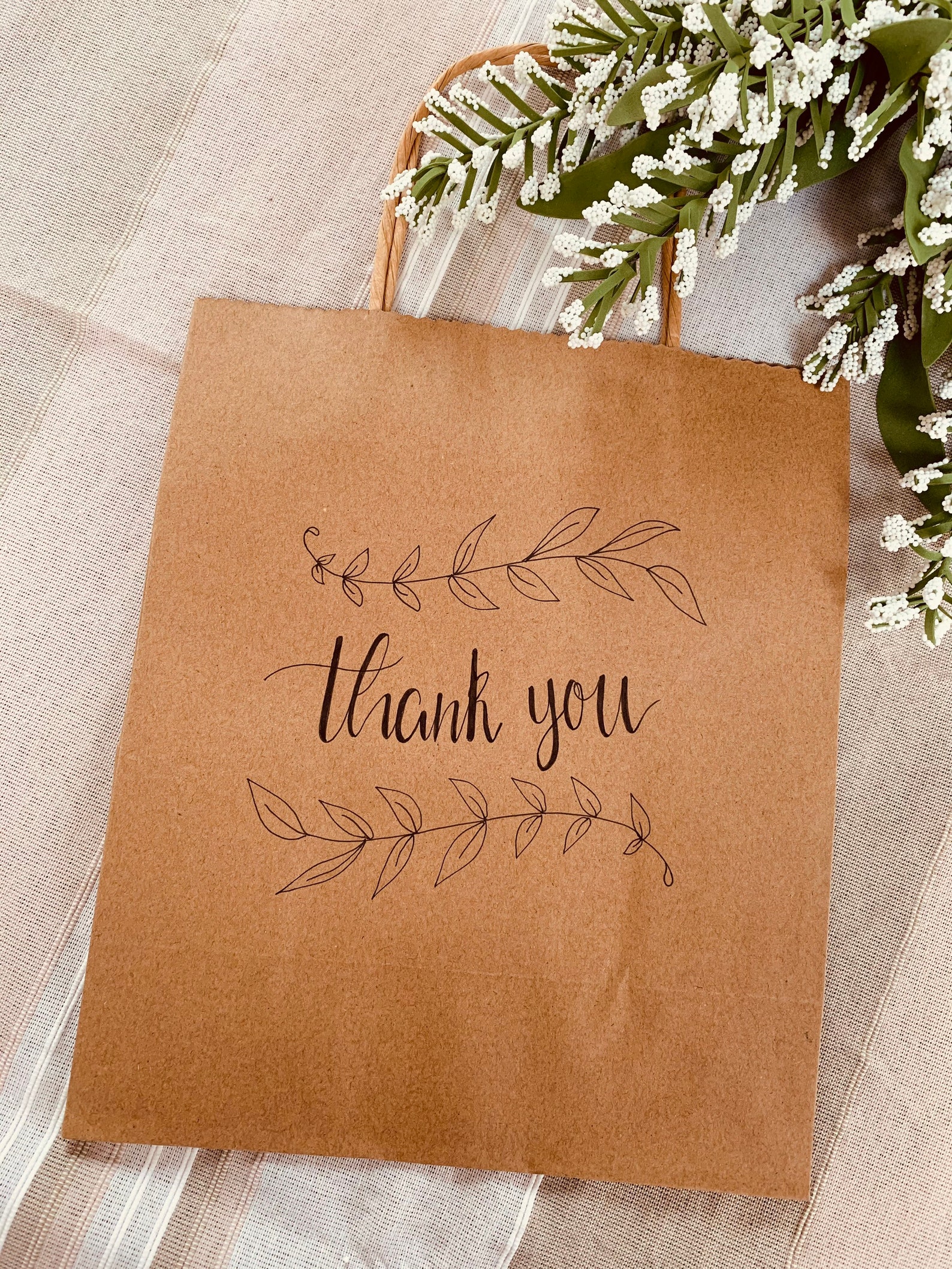 2 Large Brown Paper Gift Bag Thank you Collection Etsy