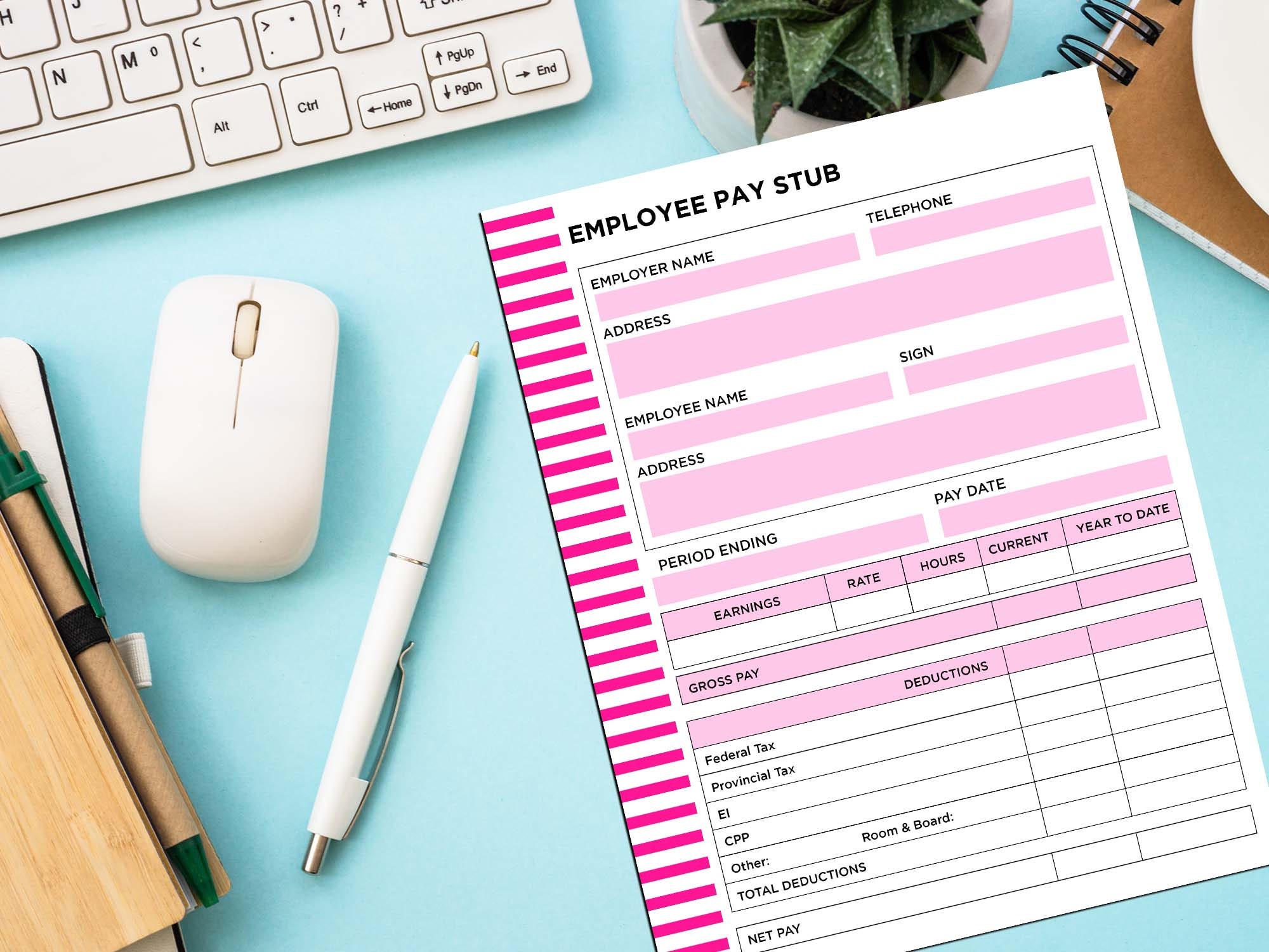 Blank Check Stubs Template DIY Payroll for Small Businesses. - Etsy