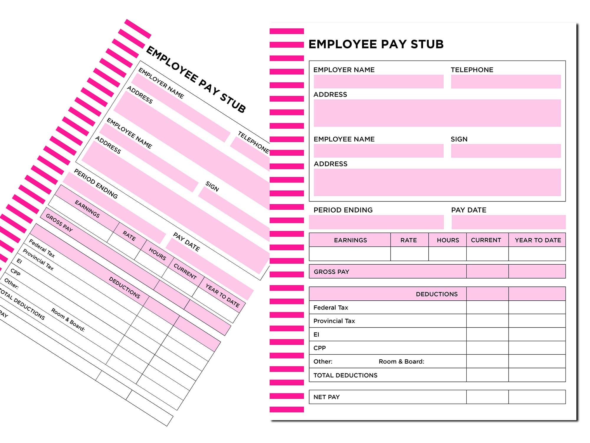 Blank Check Stubs Template DIY Payroll for Small Businesses. - Etsy