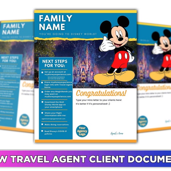 WDW Travel Agent Client Documents Editable Canva Template.