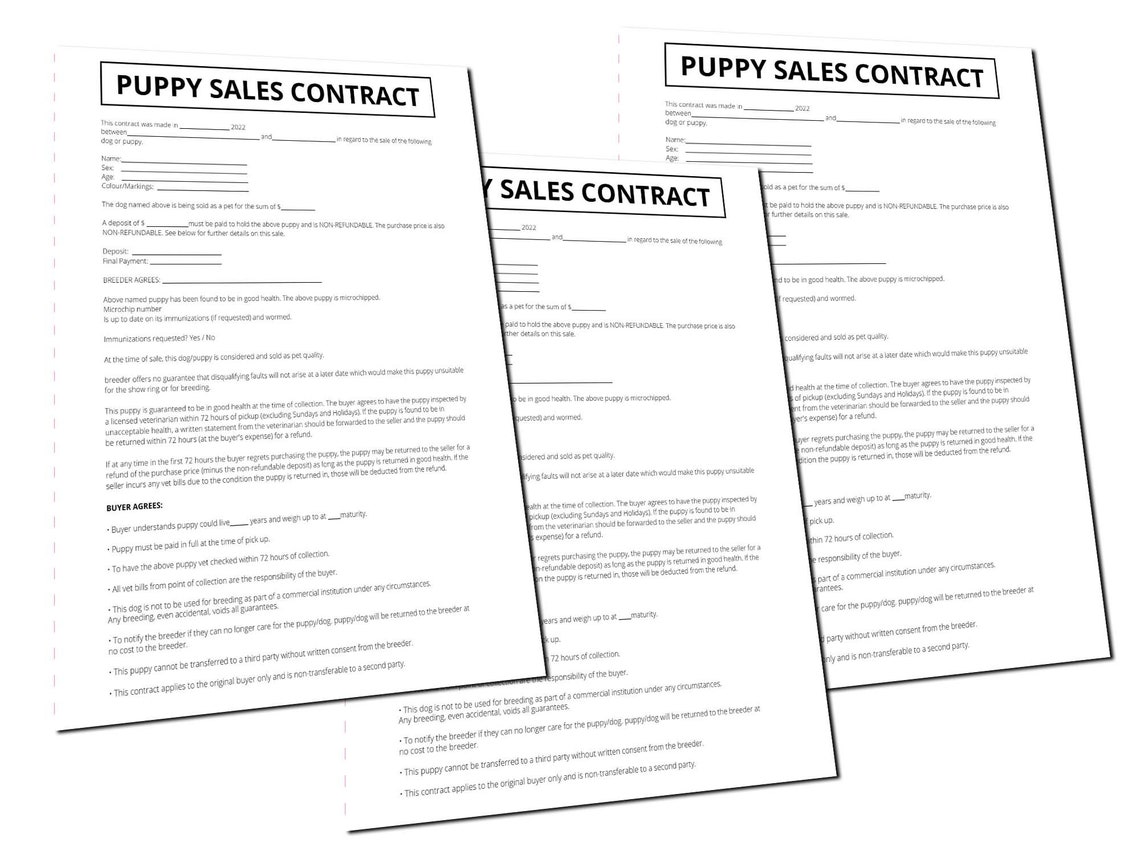 Puppy Sales Contract Puppy Sales Agreement Canva Template Printable PDF ...