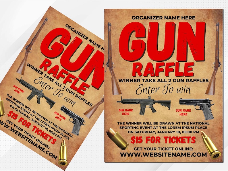 Gun Raffle Flyer Canva Template. Etsy Gun Raffle Flyer Canva Template. Etsy