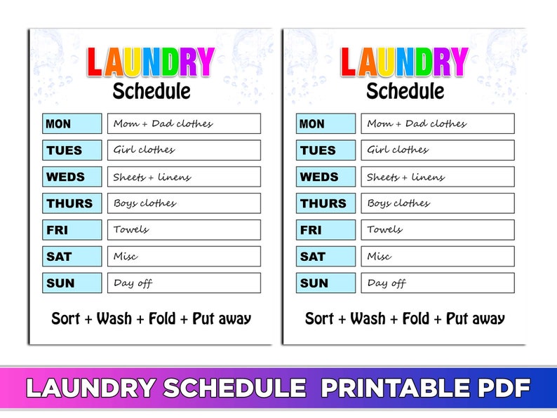Personalized Laundry Schedule Printable Keep Your Laundry Under Control