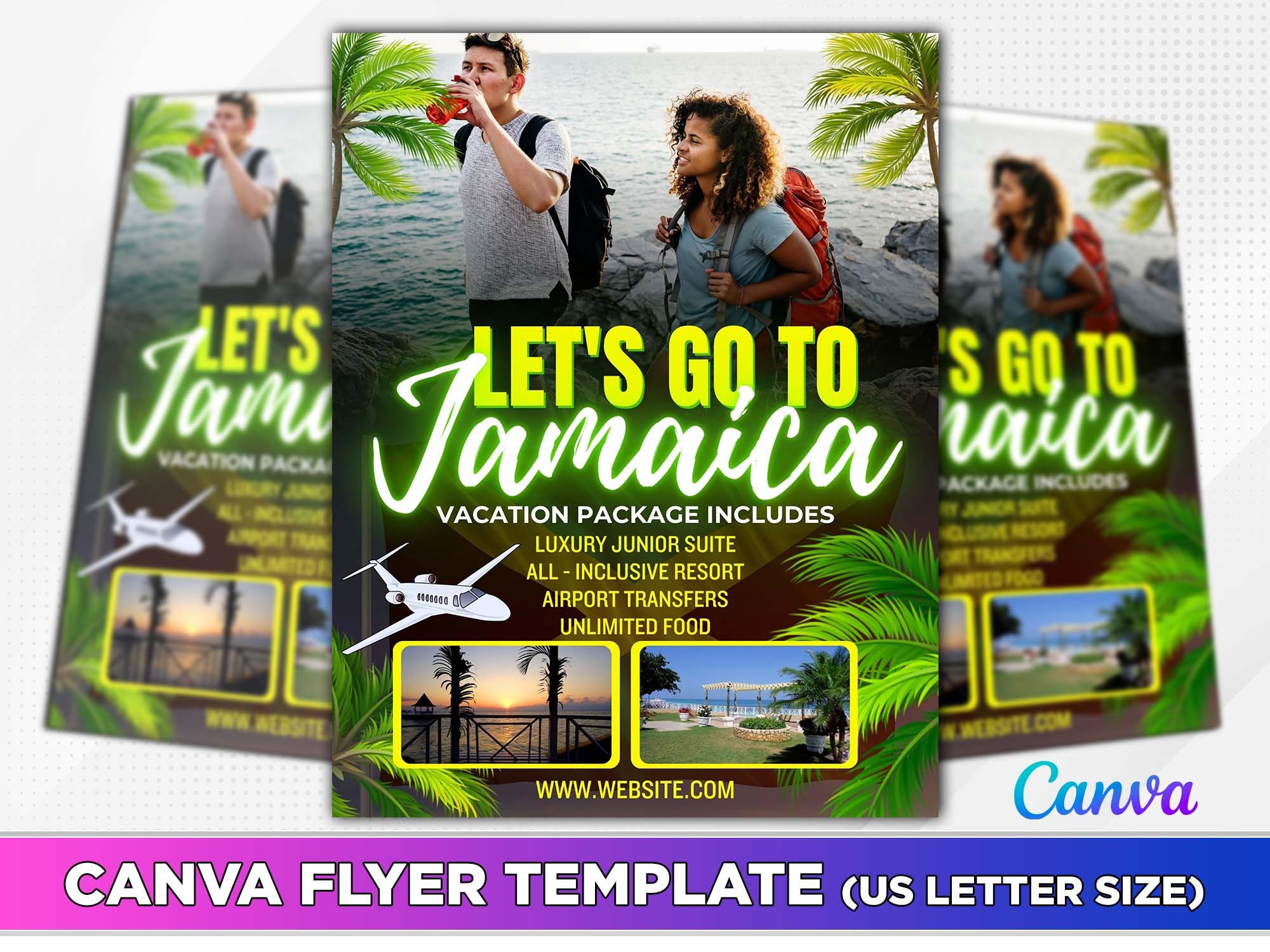 Jamaica Travel Flyer Canva Template. Etsy