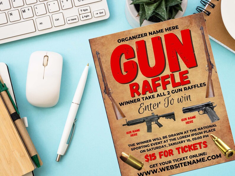 Gun Raffle Flyer Canva Template. Etsy