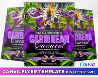 Caribische Carnaval Flyer Canva-sjabloon.