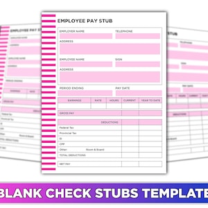 Blank Check Stubs Template DIY Payroll for Small Businesses. - Etsy