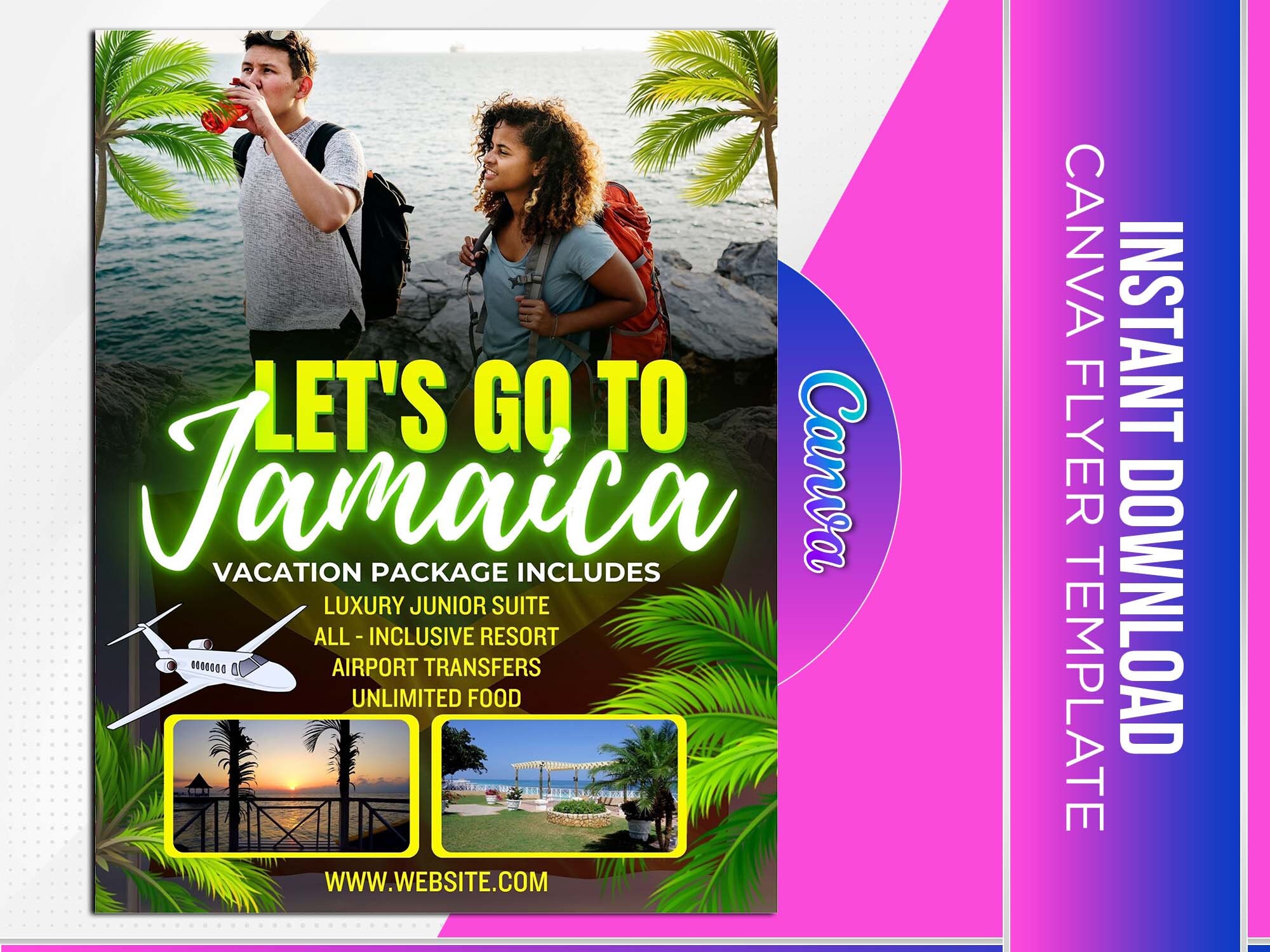Jamaica Travel Flyer Canva Template. Etsy