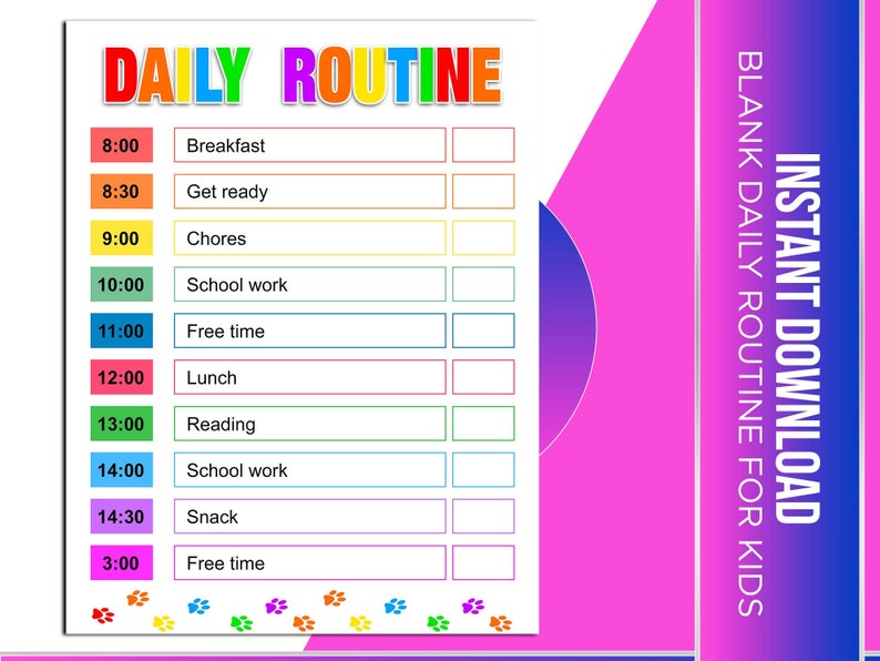 Blank Daily Routine Template for Kids Customize to Fit Your Family's ...