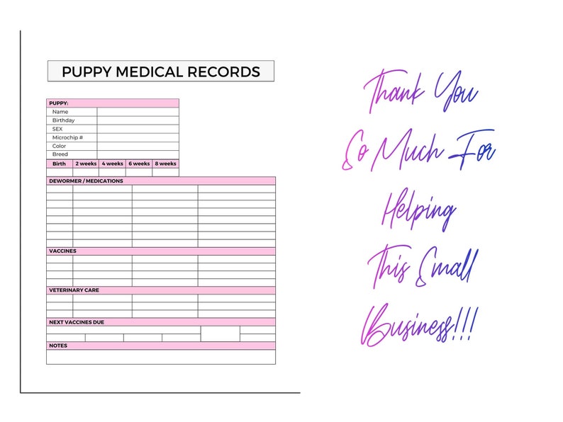 Dog Breeder Charts Bundle Canva Template US Letter Size Printable PDF ...