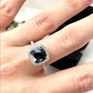 Black Cut Ring- Black Diamond Ring - Sterling Silver- Promise Ring- Engagement Ring - Black Gemstone Ring -Anniversary Gift- Present for her