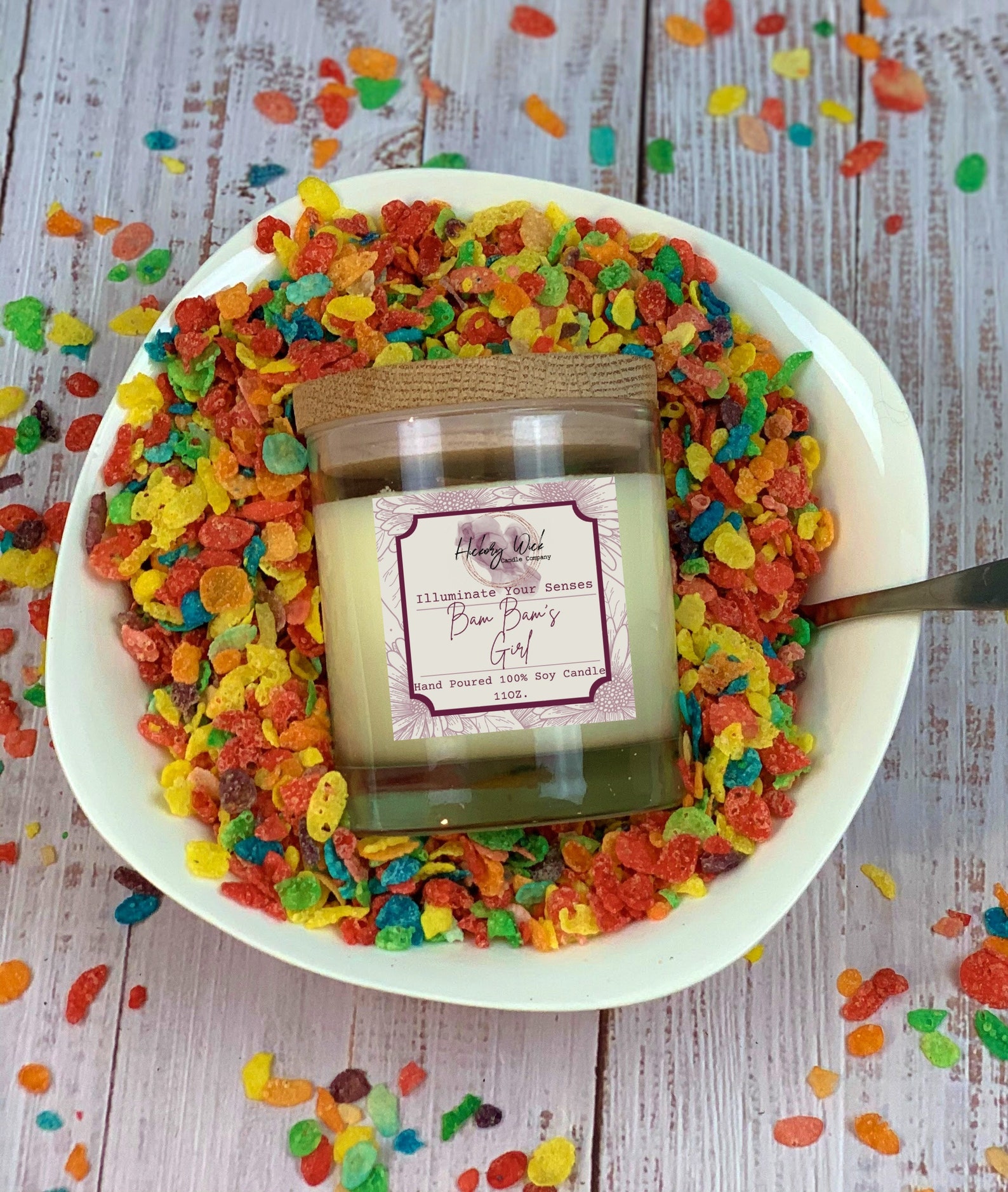 Bam Bam's Girl Fruity Pebbles Inspired Cereal Candle Etsy