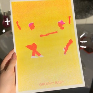 Groovy baby riso print | A4 60s risograph print poster
