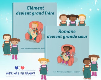 Livre enfant Devient grand-frère sœur couverture et pages rigides personnalisées à son prénom