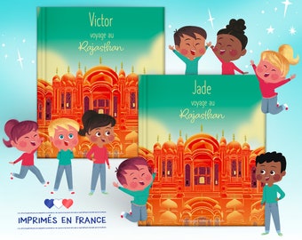 Livre enfant Voyage au Rajasthan couverture rigide et pages intérieures personnalisées à son prénom