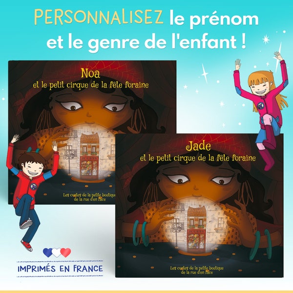 Livre enfant Le petit cirque de la fête foraine couverture rigide et pages intérieures personnalisées à son prénom