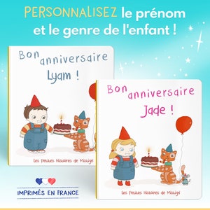 Livre enfant Bon anniversaire couverture et pages rigides personnalisées à son prénom image 2